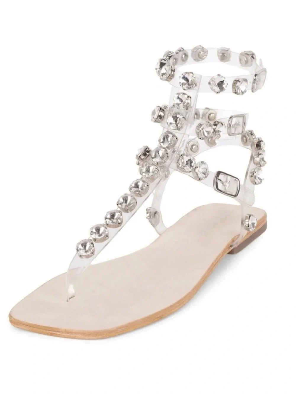Jeffrey Campbell Allise Leather Rhinestone Sandals Size 8